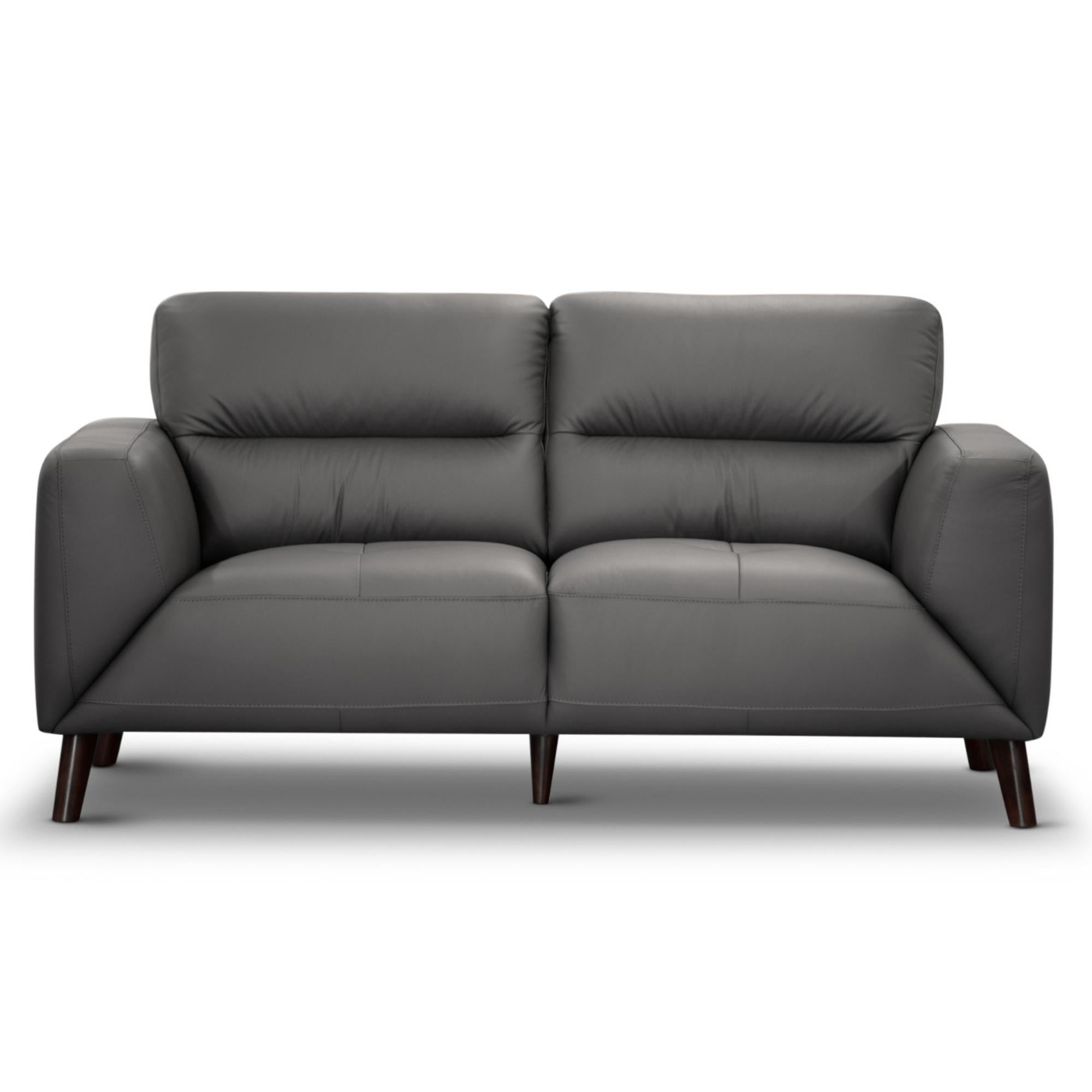 Downy Genuine Leather Sofa 2 Seater Upholstered Lounge Couch - Gunmetal