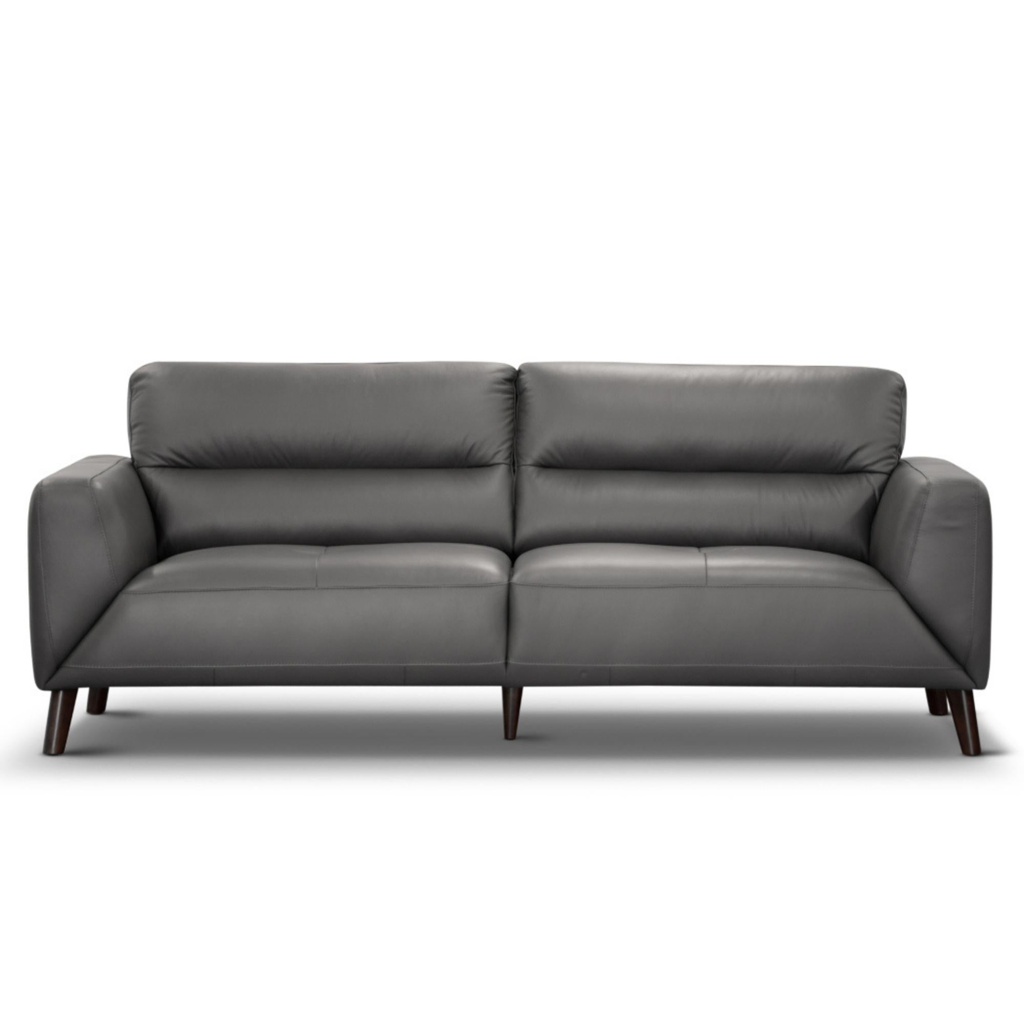 Downy Genuine Leather Sofa 3 Seater Upholstered Lounge Couch - Gunmetal
