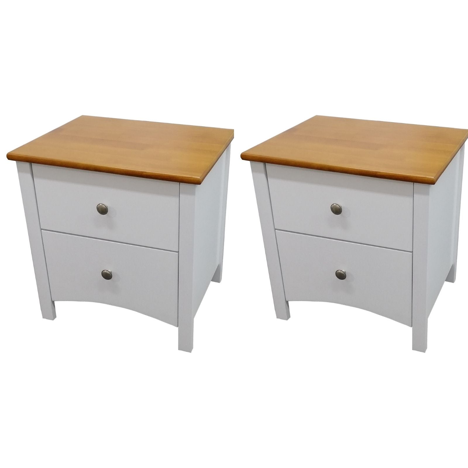 Lobelia Bedside 2pc Bedroom Set Drawers Nightstand Storage Cabinet - White