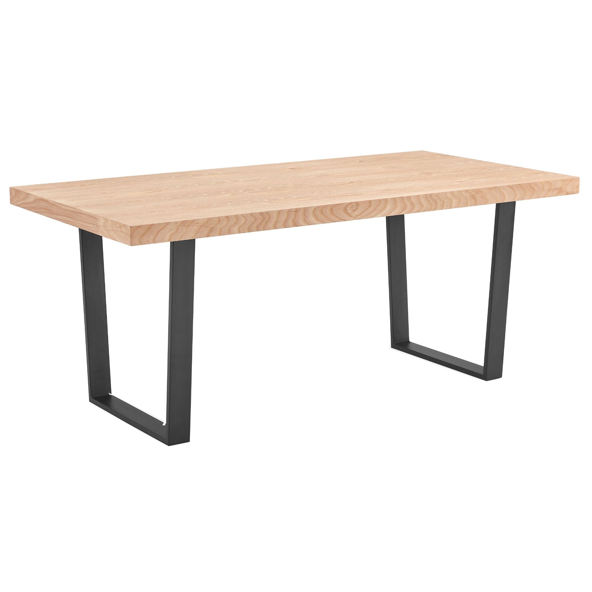 Petunia Dining Table 210cm Elm Timber Wood Black Metal Leg - Natural