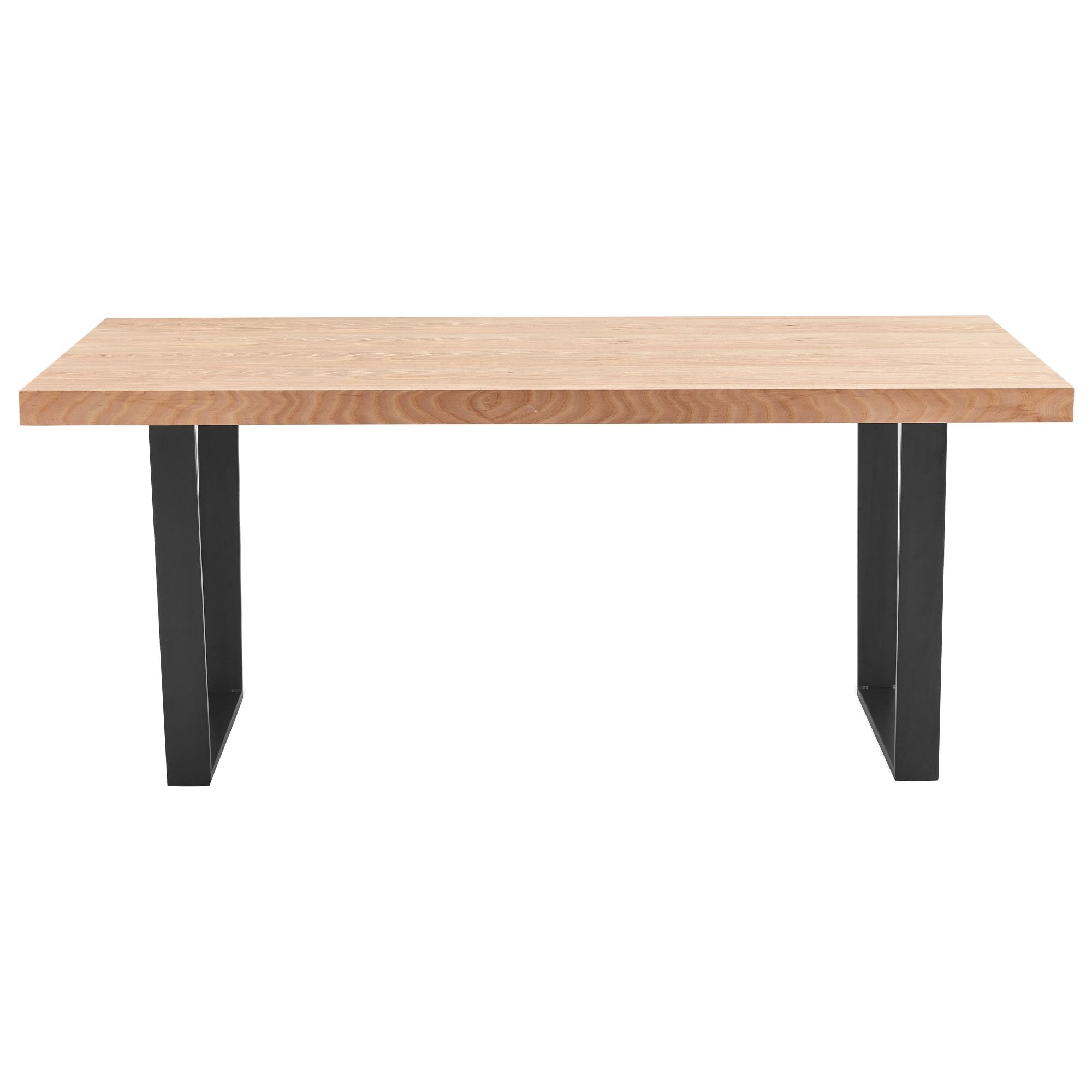 Petunia Dining Table 210cm Elm Timber Wood Black Metal Leg - Natural