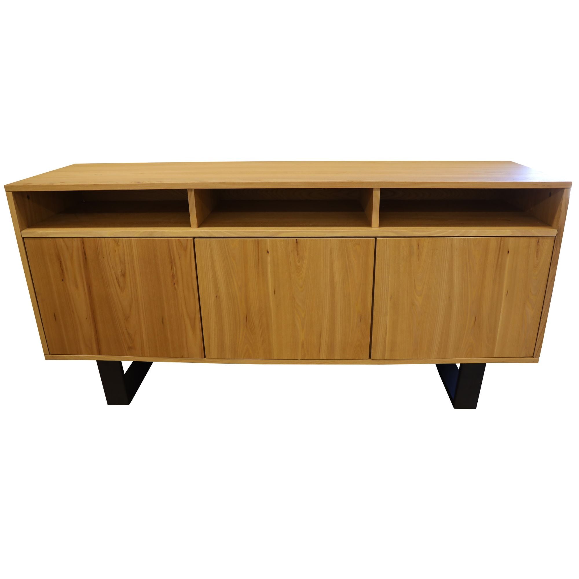 Petunia Buffet Table 160cm 3 Door 3 Niche Elm Timber Wood Metal Leg - Natural