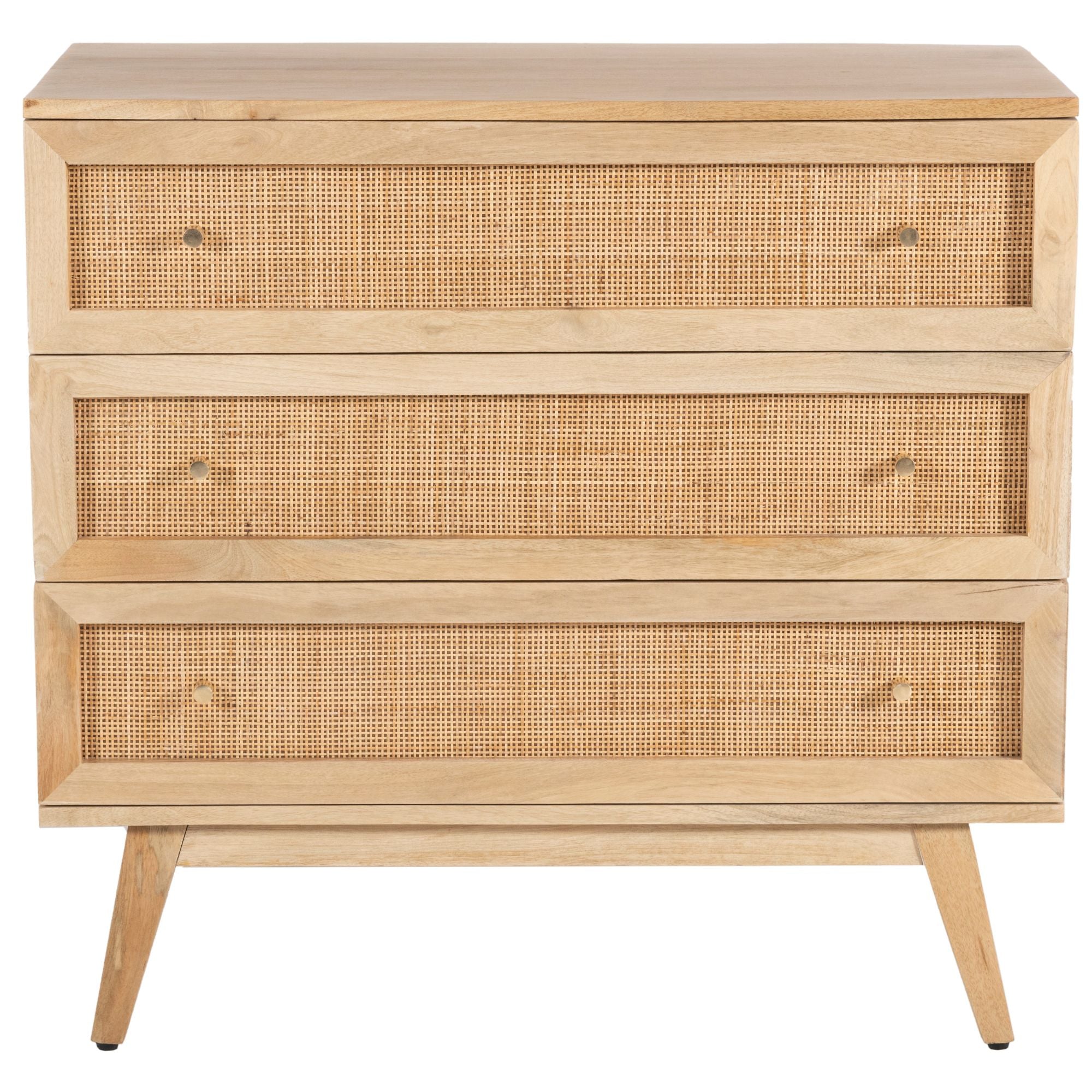 Olearia Storage Cabinet Buffet Chest of 3 Drawer Mango Wood Rattan Natural