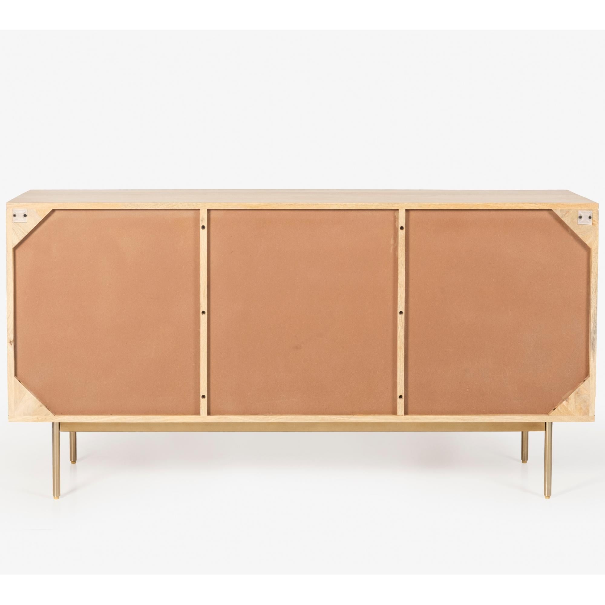 Martina Buffet Table Sideboard 145cm 3 Door Solid Mango Wood Storage Cabinet