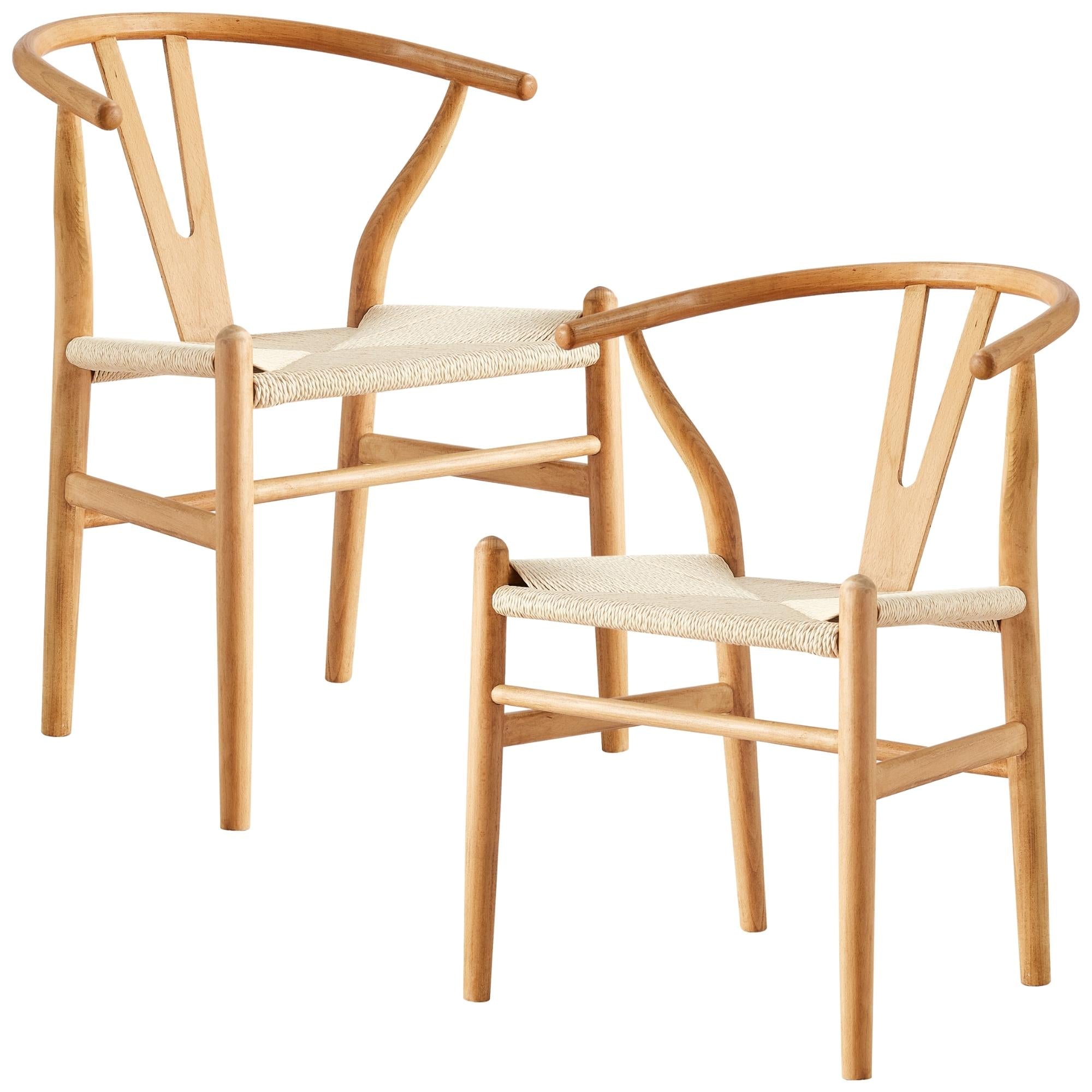 Anemone Set of 2 Wishbone Dining Chair Beech Timber Replica Hans Wenger Natural