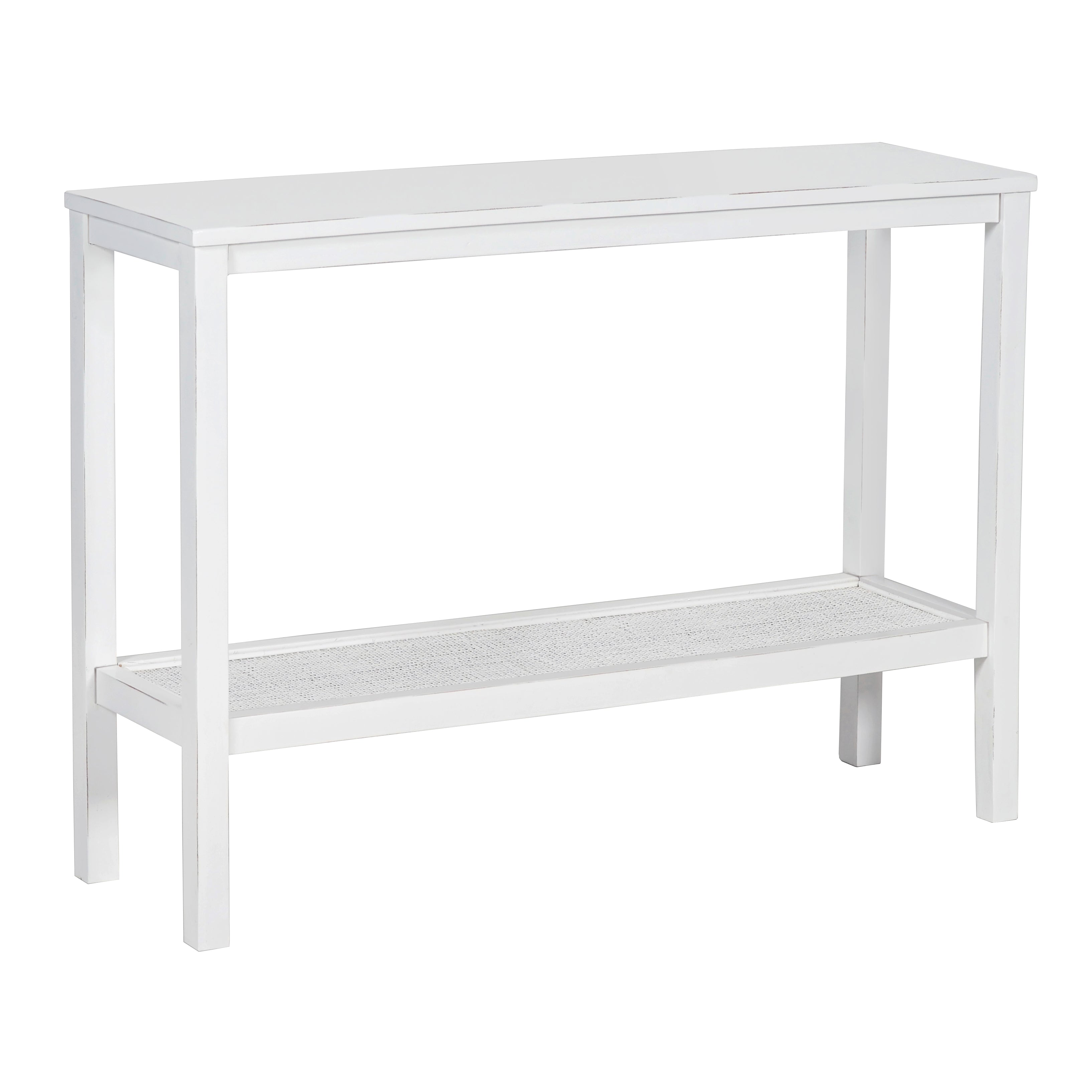 Jasmine Console Hallway Entry Table 110cm Mindi Timber Wood Rattan - White