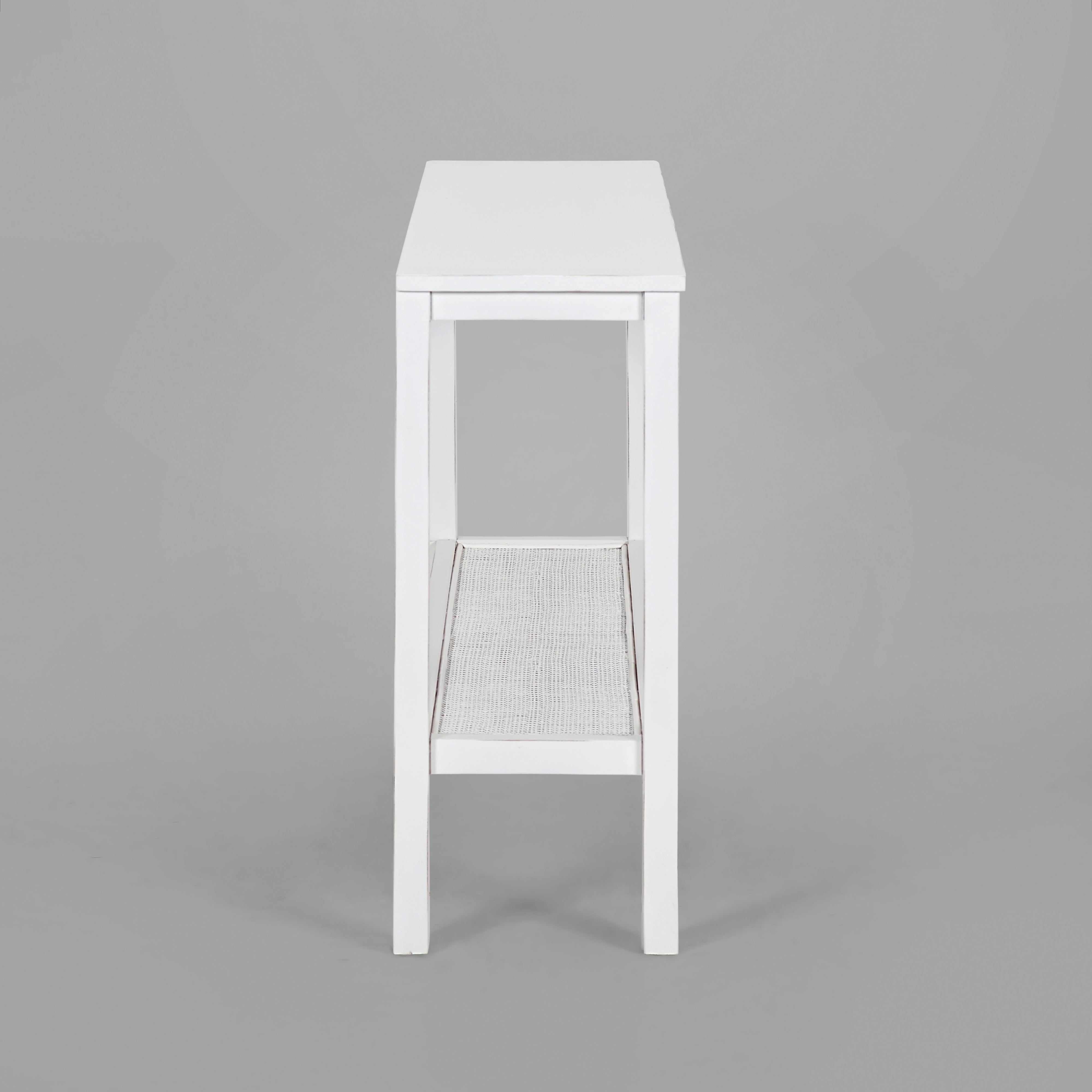 Jasmine Console Hallway Entry Table 110cm Mindi Timber Wood Rattan - White