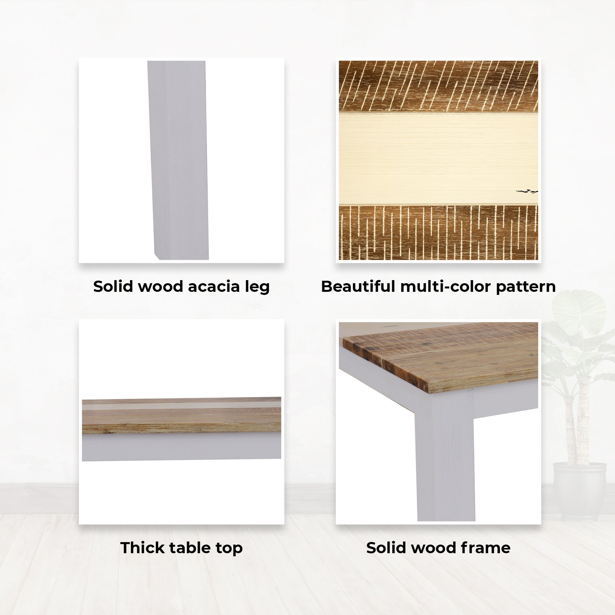 Orville Dining Table 200cm Solid Acacia Wood Home Dinner Furniture - Multi Color