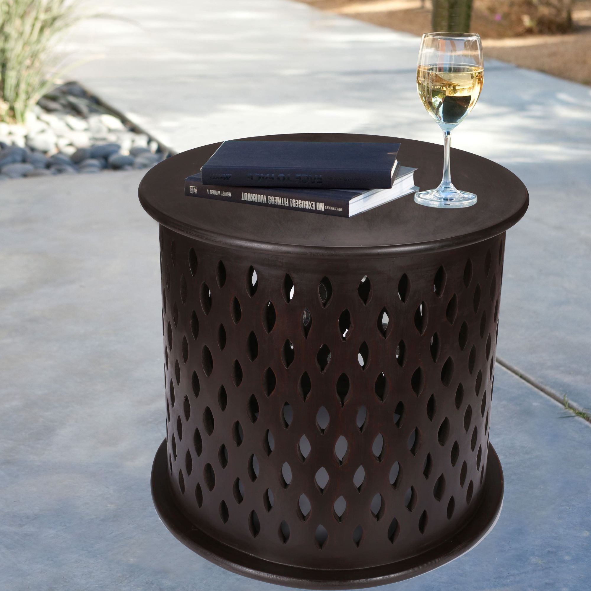 Pansy Wooden Round 50cm Side Table Sofa End Tables - Brown