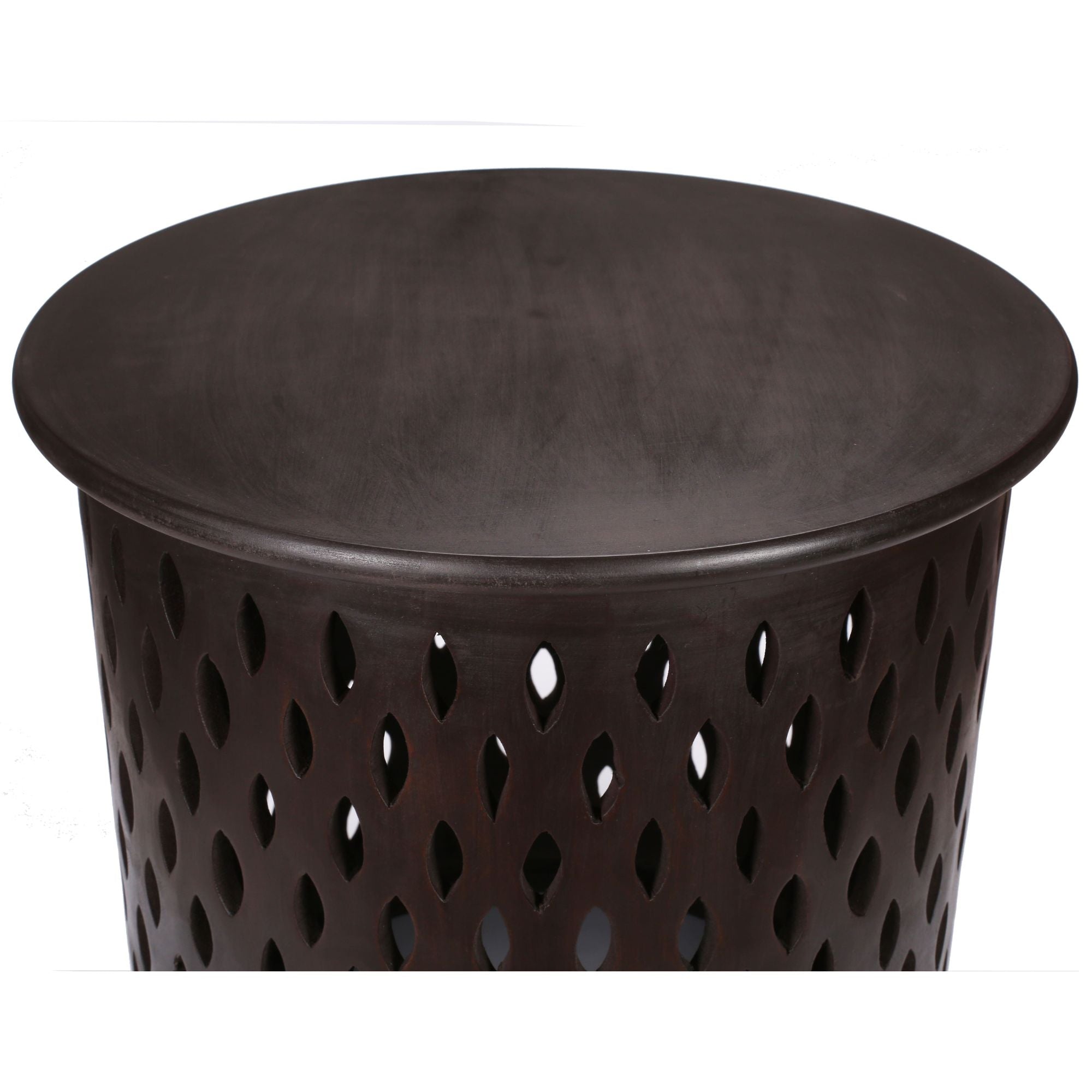 Pansy Wooden Round 50cm Side Table Sofa End Tables - Brown