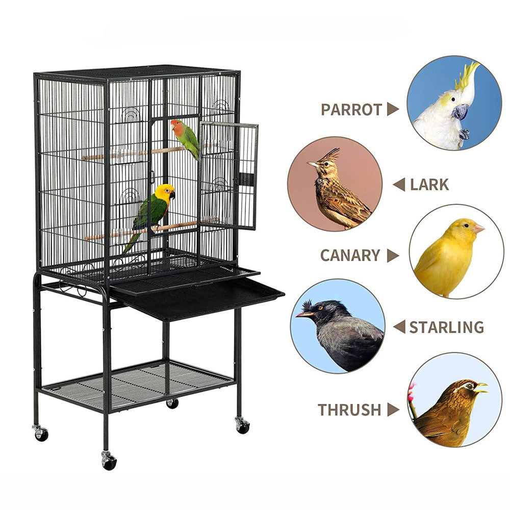 View of 134cm Large Bird Aviary Cage Heavy Duty Parrot Budgie Parakeet Cockato