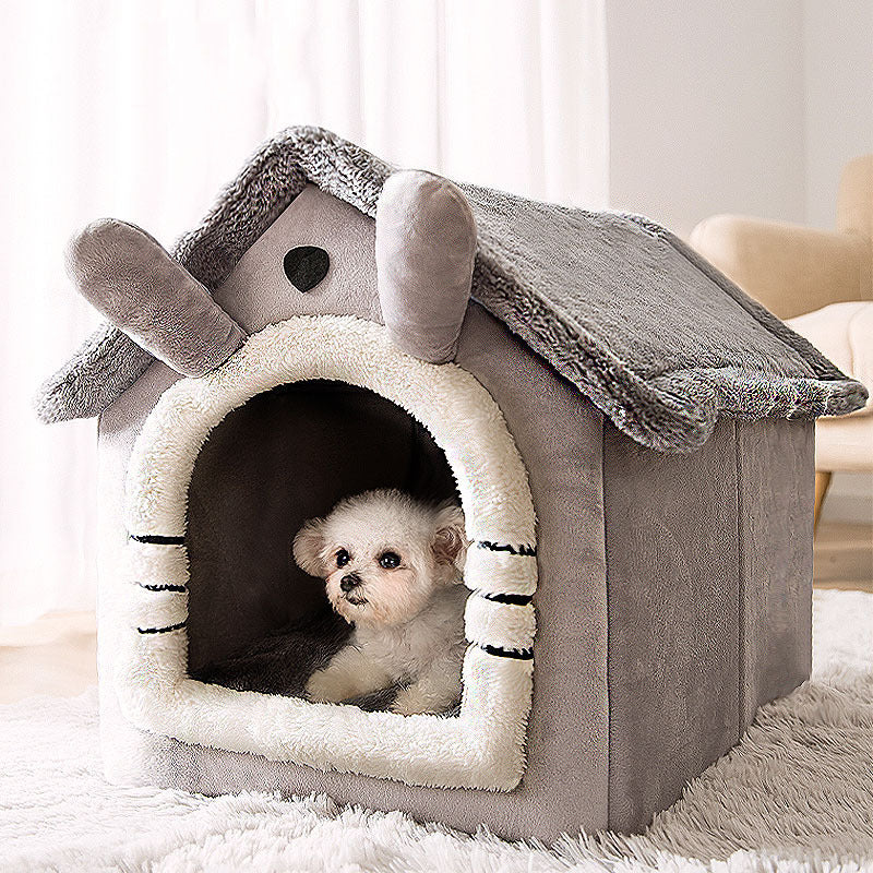 Small Dog House Bed Portable Cat Bed Removable Cushion Cat Cave, Foldable Pets Puppy Kitten Rabbit