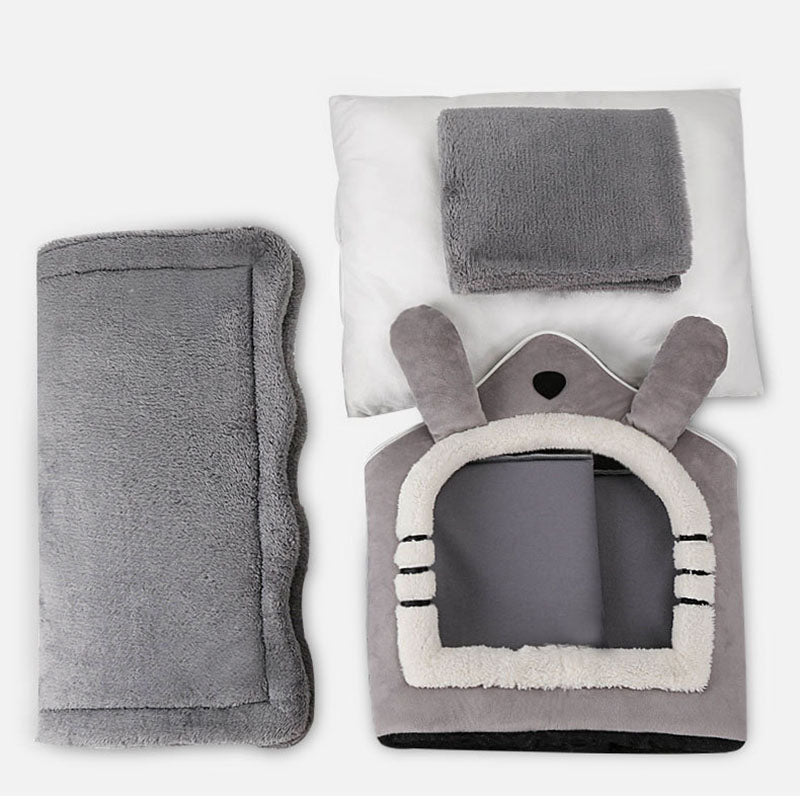 Small Dog House Bed Portable Cat Bed Removable Cushion Cat Cave, Foldable Pets Puppy Kitten Rabbit