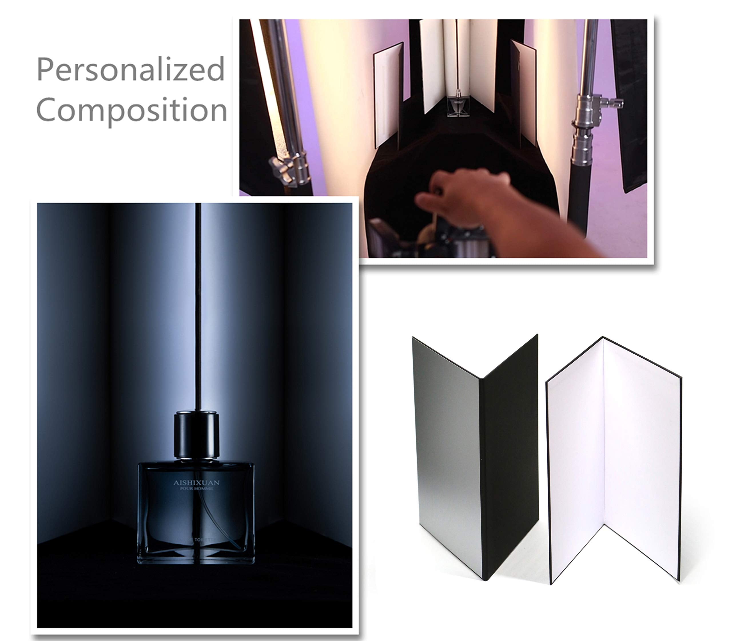 2 Pack A3 3 in 1 Photography Light Reflector Cardboard Light Diffuser Board Black, Silver, White