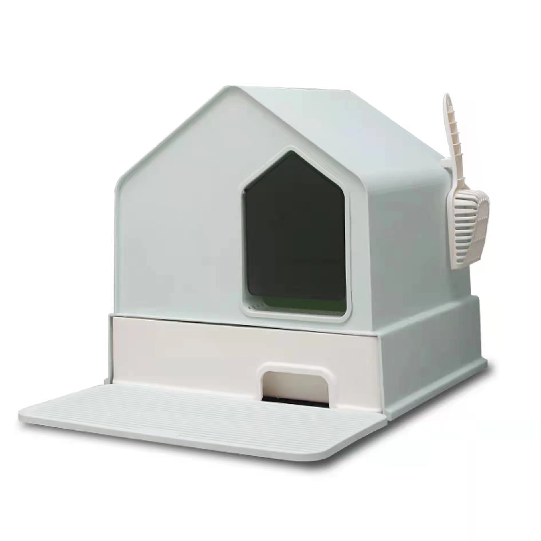 Petwiz Enclosed Cat Litter Box House โ Green