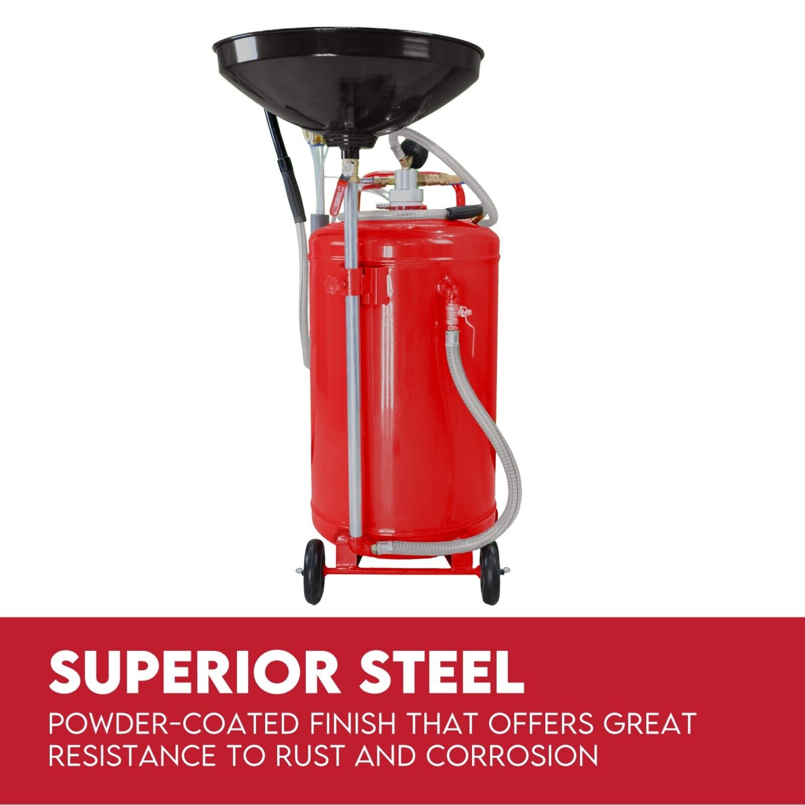 80L Waste Oil Drainer Pneumatic Fluid Collection Workshop with Extractor