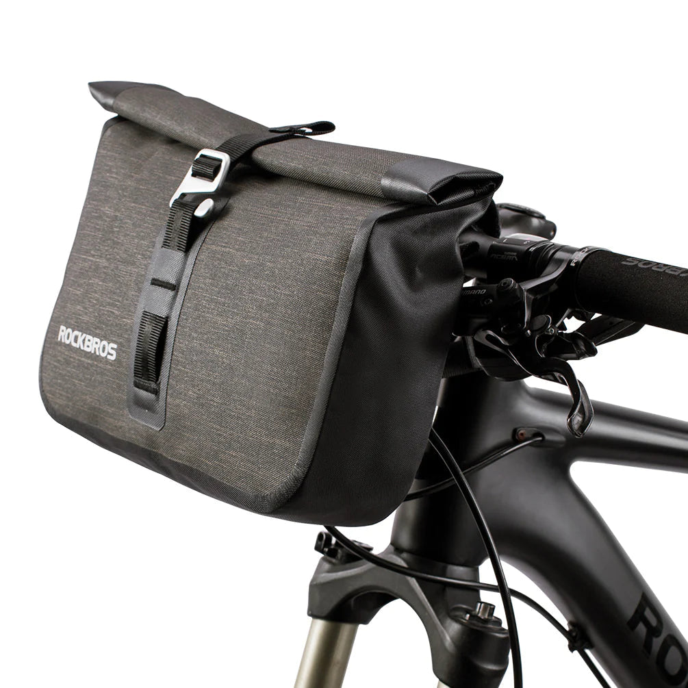 Bike Roll Bag Handlebar Panniers MTB Road Hyybrid Cruiser Commute Bike Scooter Large 5-6L Capacity Waterproof Adjustable Straps Rockbros