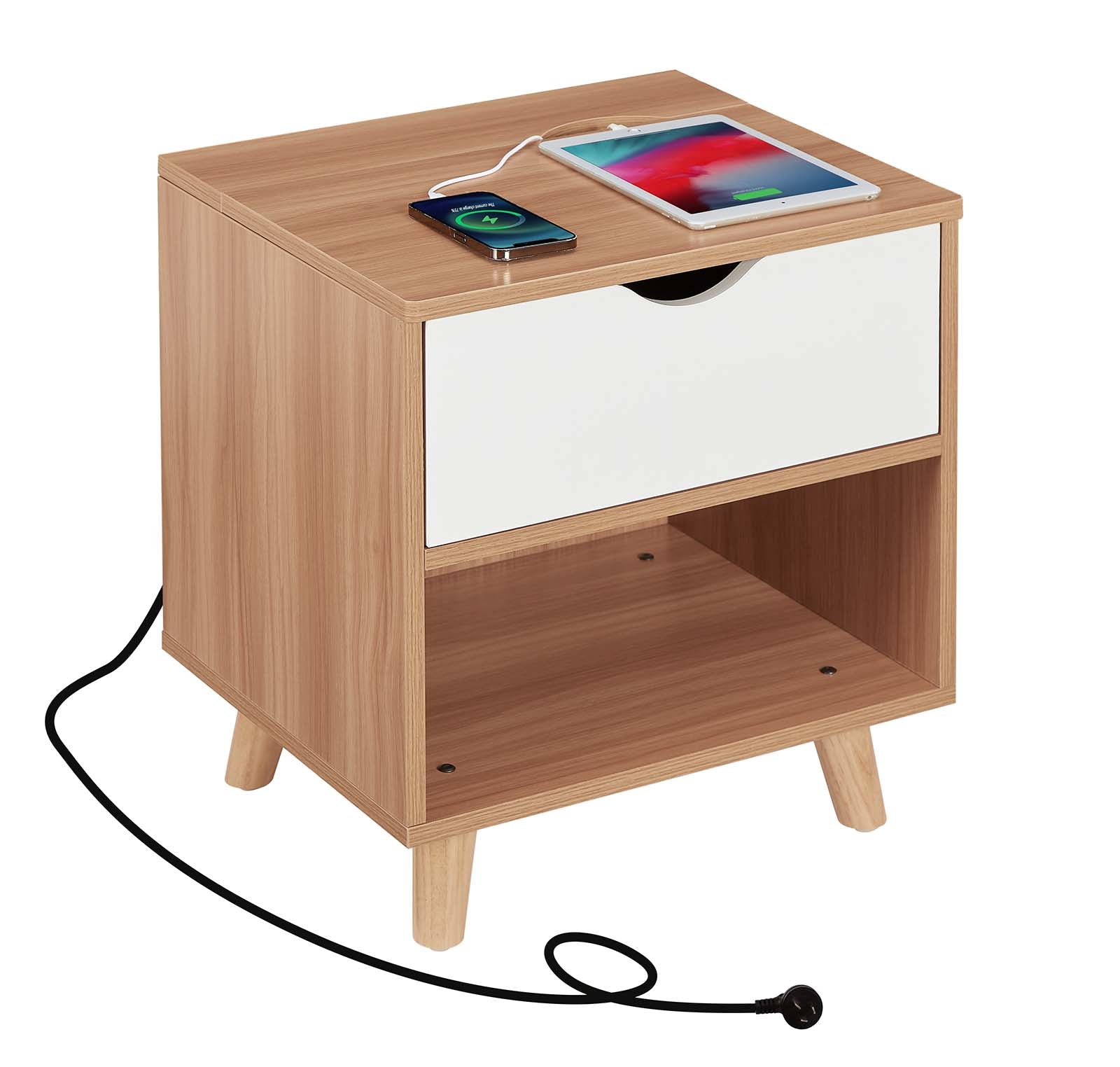 Casadiso Bedside Table with Integrated Powerboard & USB Ports(Casadiso Furud Pro
