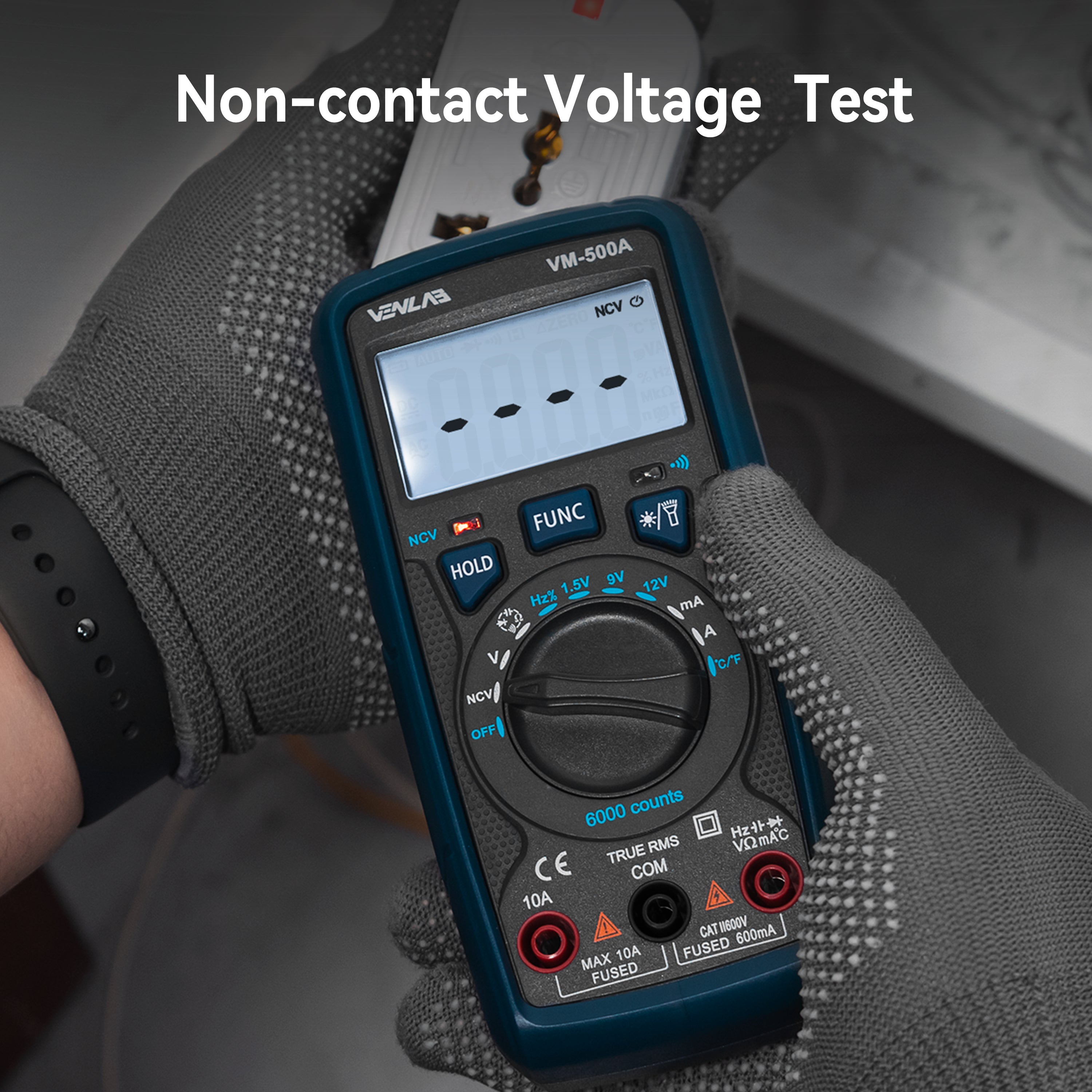 VENLAB Digital Multimeter VM500A TRMS 6000 Counts Volt Ohm Amp Continuity Meter