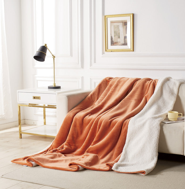 2-in-1 Teddy Sherpa Quilt Cover Set (Terracotta, Double)
