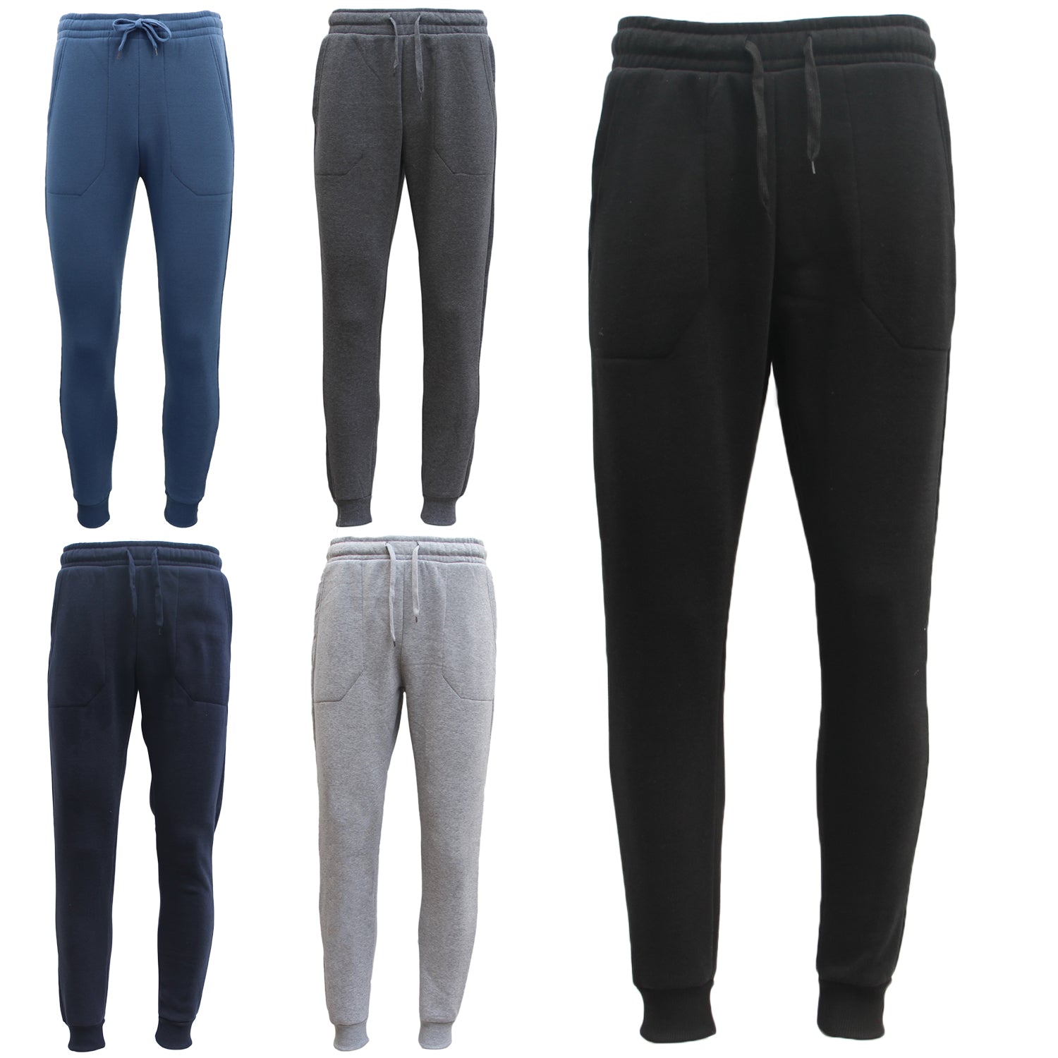 Mens Unisex Fleece Lined Sweat Track Pants Suit Casual Trackies Slim Cuff XS-6XL, Black, S