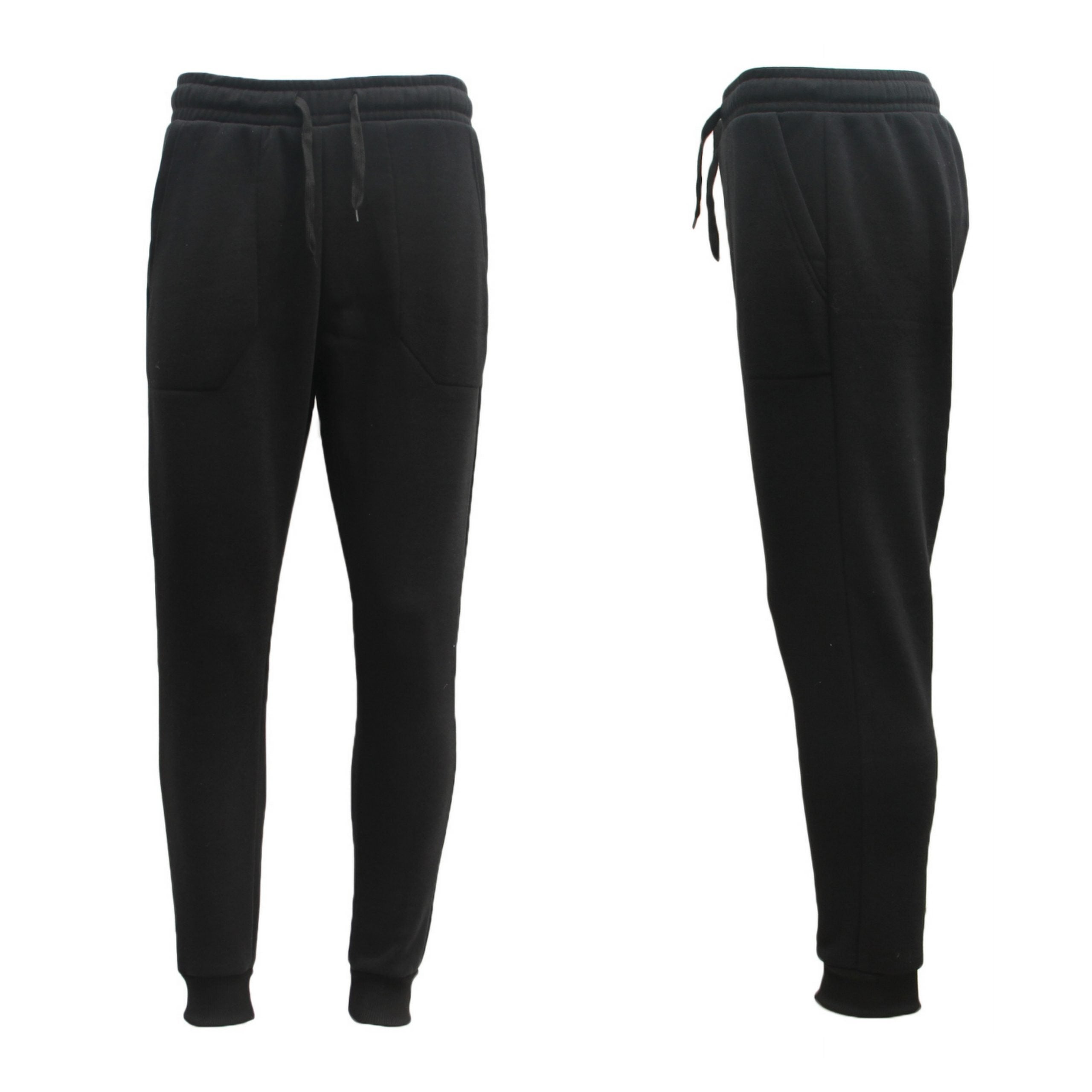Mens Unisex Fleece Lined Sweat Track Pants Suit Casual Trackies Slim Cuff XS-6XL, Black, 3XL