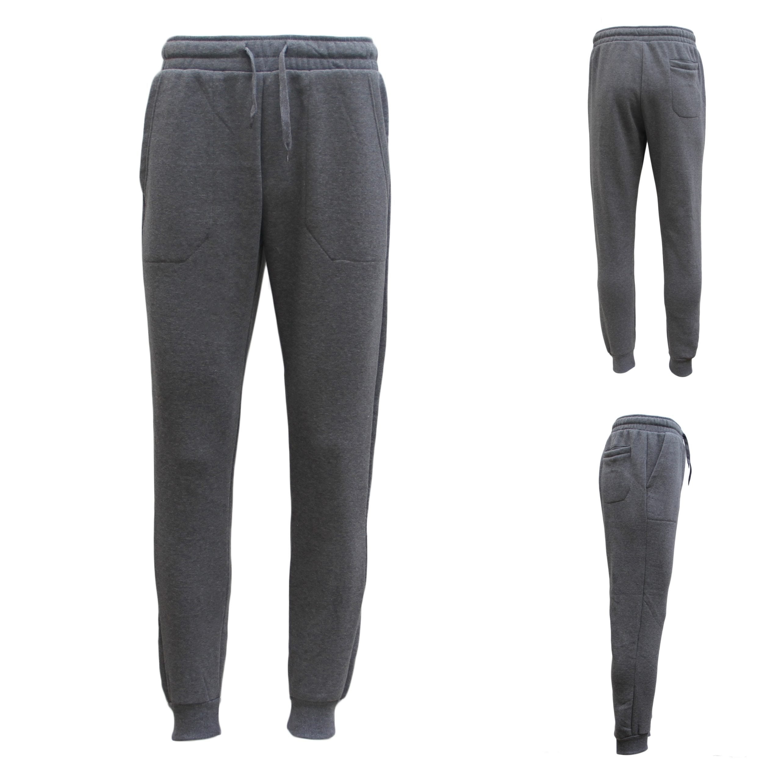 Mens Unisex Fleece Lined Sweat Track Pants Suit Casual Trackies Slim Cuff XS-6XL, Dark Grey, M