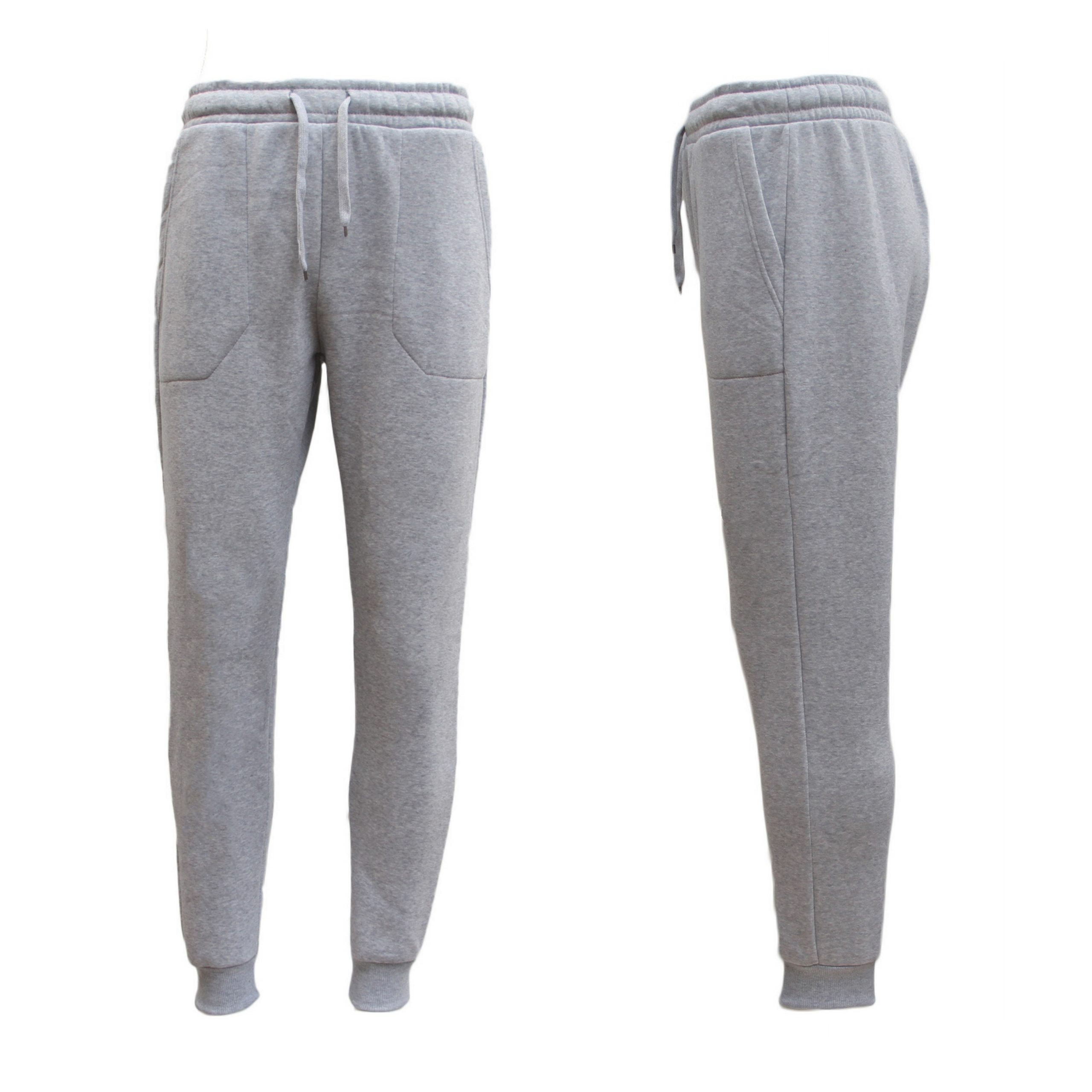 Mens Unisex Fleece Lined Sweat Track Pants Suit Casual Trackies Slim Cuff XS-6XL, Light Grey, L