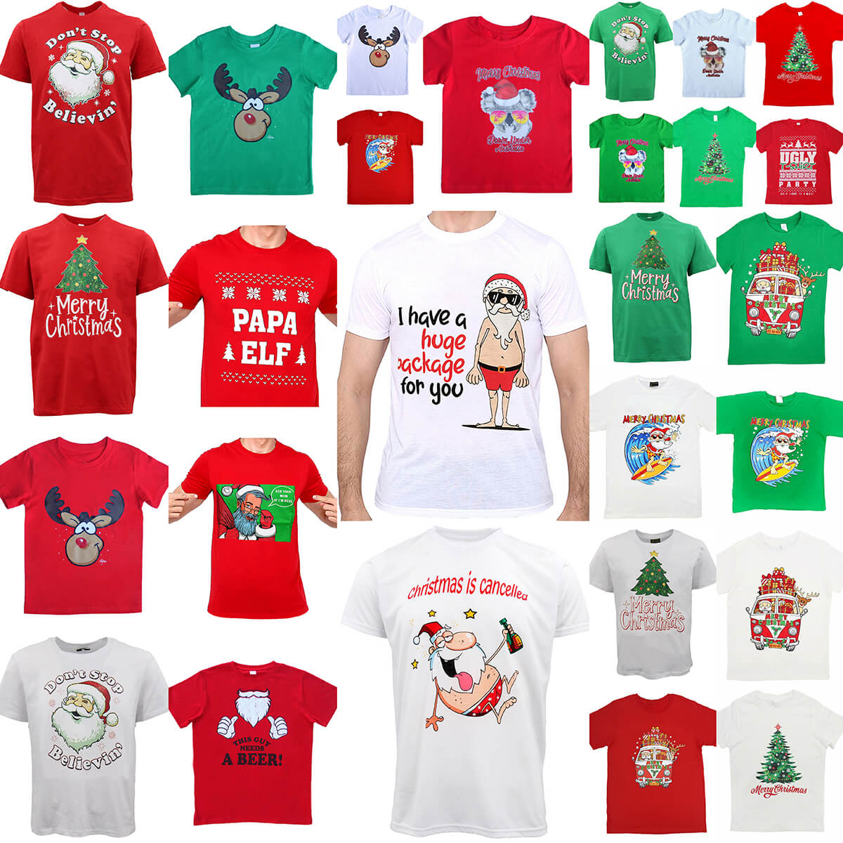 New Funny Adult Xmas Christmas T Shirt Tee Mens Womens 100% Cotton Jolly Ugly, Santa Drive Kombi (Red), 2XL