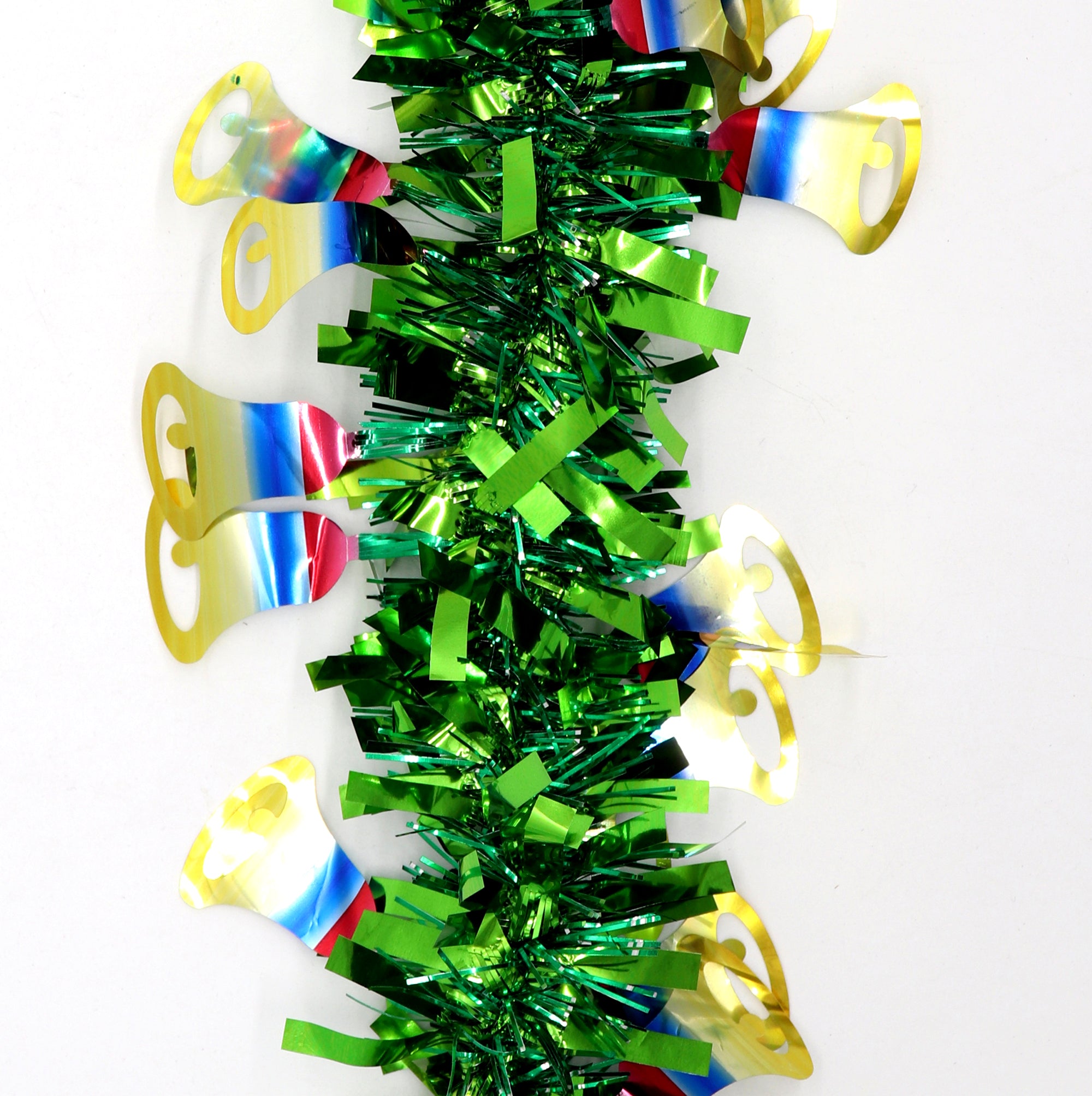 5x 2.5m Christmas Tinsel Xmas Garland Sparkly Snowflake Party Natural Home Décor, Bells (Green)