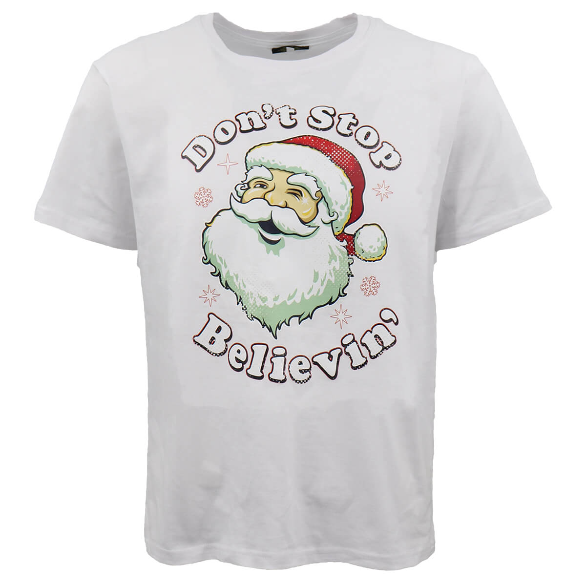 New Funny Adult Xmas Christmas T Shirt Tee Mens Womens 100% Cotton Jolly Ugly, Don't Stop Believin' (White), S