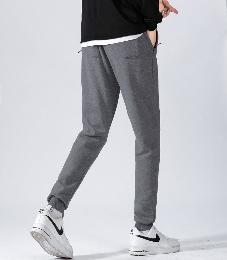 Men's Fleece Slim Trackpant Sport Joggers w Zipped Pockets Gym Casucal Trousers, Dark Grey, XS