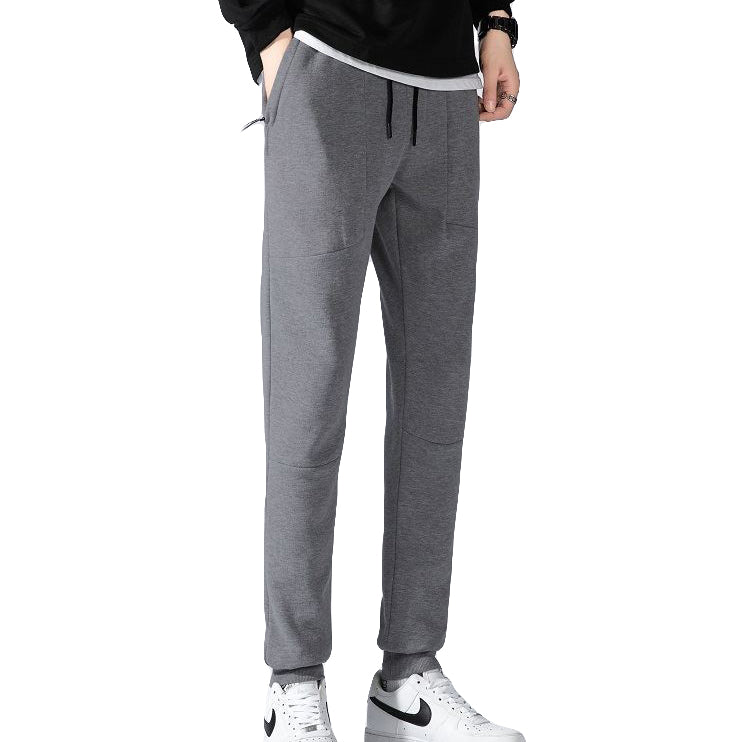 Men's Fleece Slim Trackpant Sport Joggers w Zipped Pockets Gym Casucal Trousers, Dark Grey, M