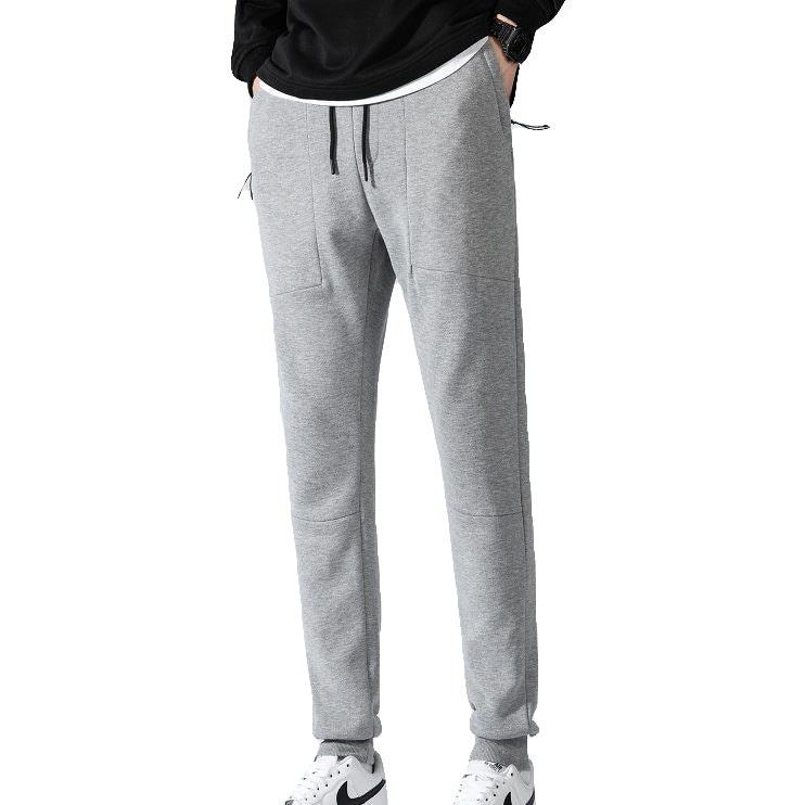 Men's Fleece Slim Trackpant Sport Joggers w Zipped Pockets Gym Casucal Trousers, Light Grey, XS