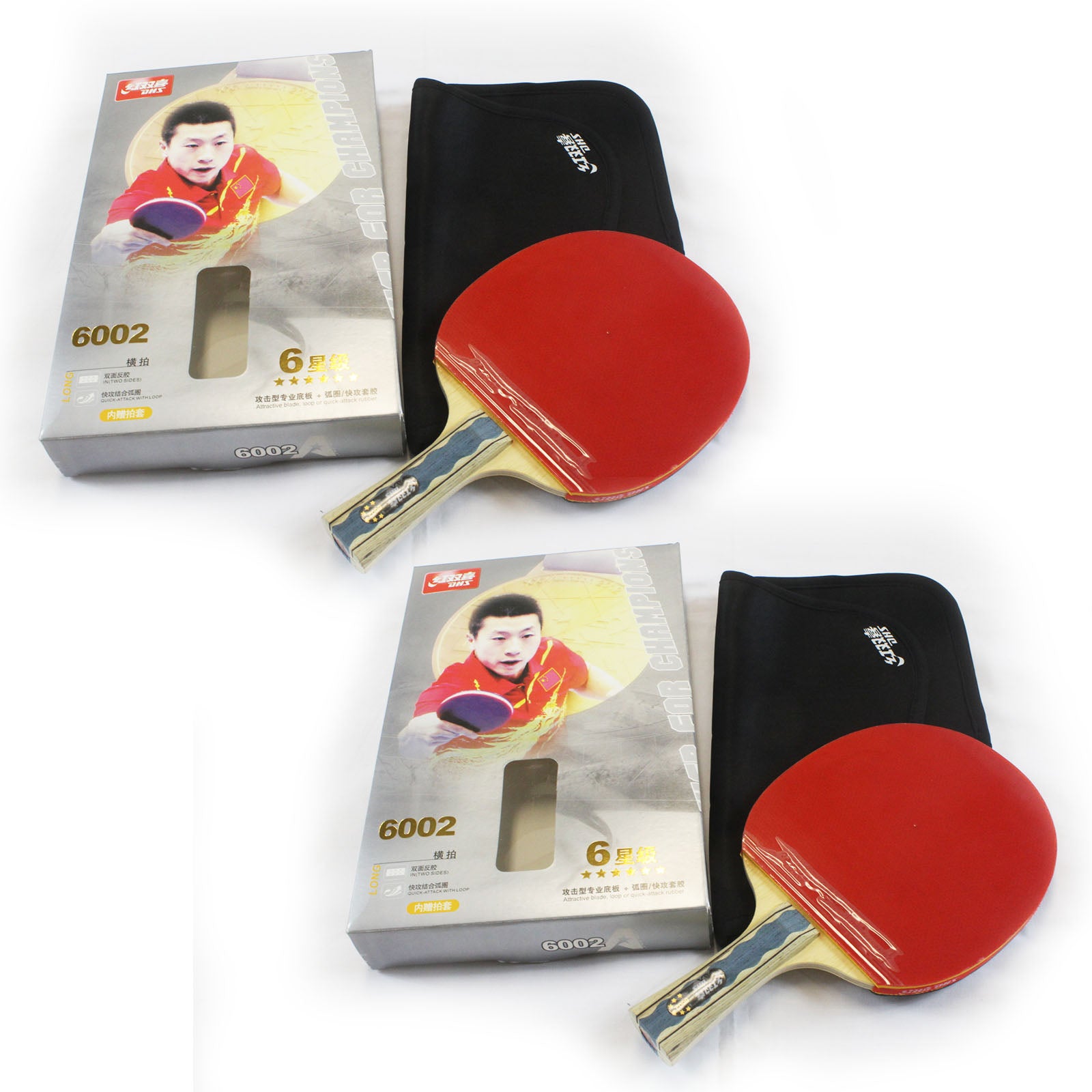 2 X Dhs 6002 Table Tennis Bat Racket Ping Pong Free Bat Case