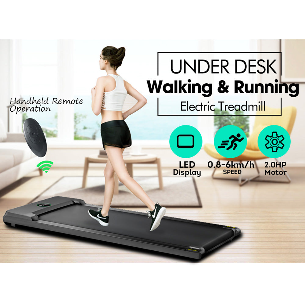 JMQ FITNESS T100 2-in-1 Electric Treadmill Under Desk Home Office Exercise Walking Machine - Black