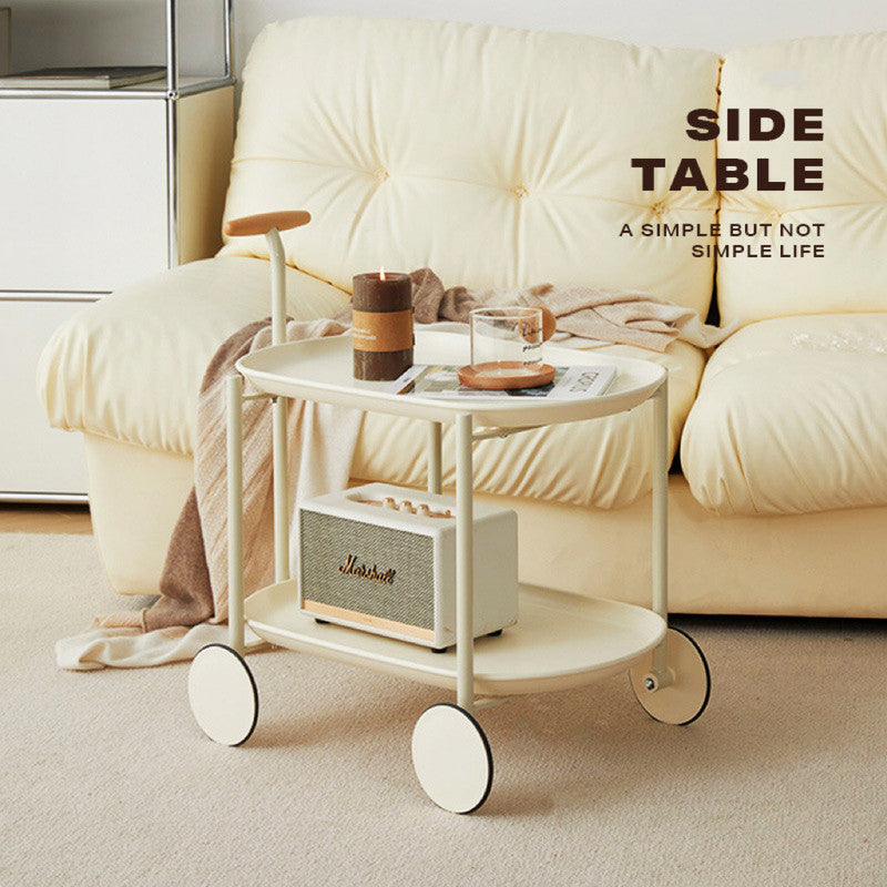 Movable Modern Trolley Small Unit Coffee Table Cart Storage Sofa Side Table with Wheels