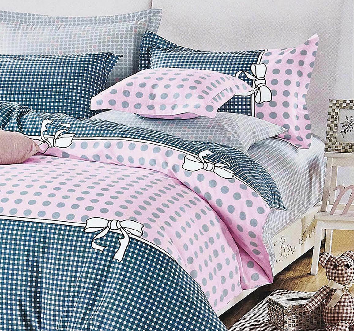 Pink Dots Double Size Bed Quilt/Duvet Duvet Cover Set