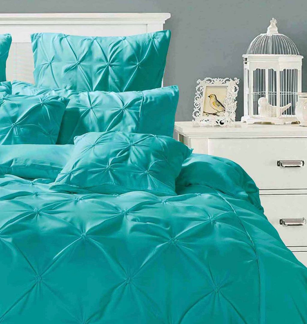 Diamond Pintuck Double Size Quilt/Duvet Cover Set - Teal