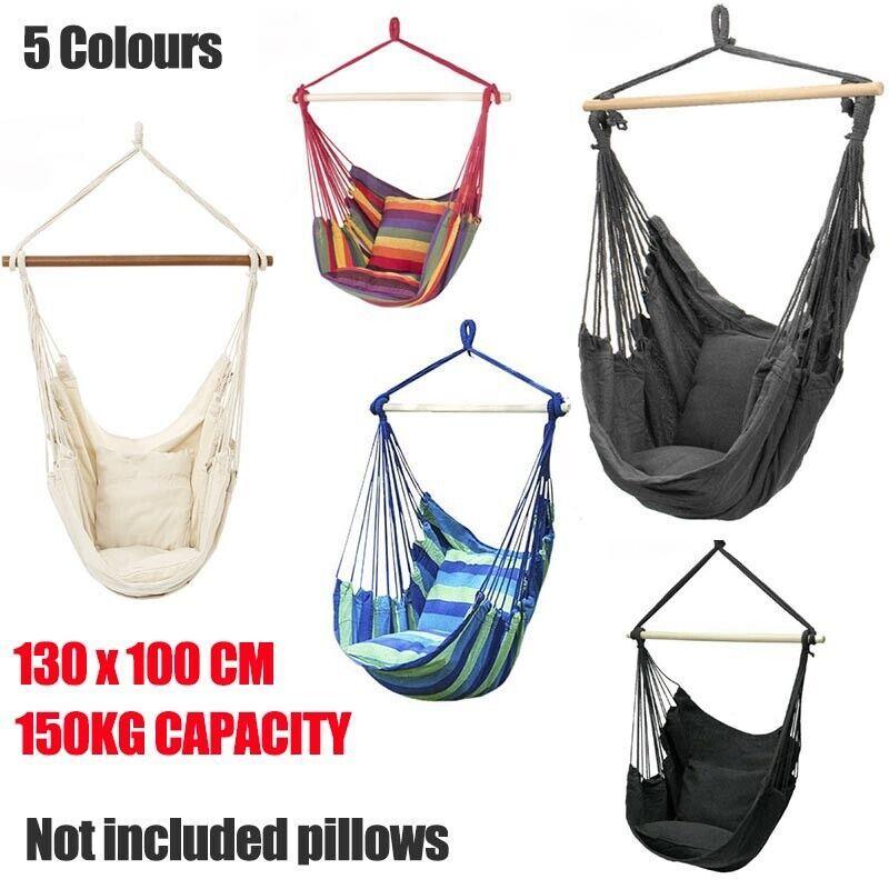 Portable Hanging Hammock Chair Swing Garden Outdoor Camping Soft Au New