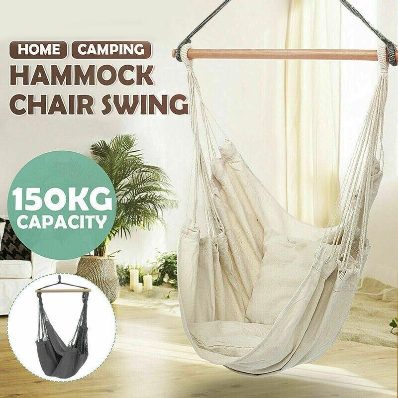 Portable Hanging Hammock Chair Swing Garden Outdoor Camping Soft Au New