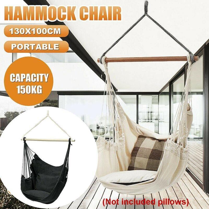 Portable Hanging Hammock Chair Swing Garden Outdoor Camping Soft Au New