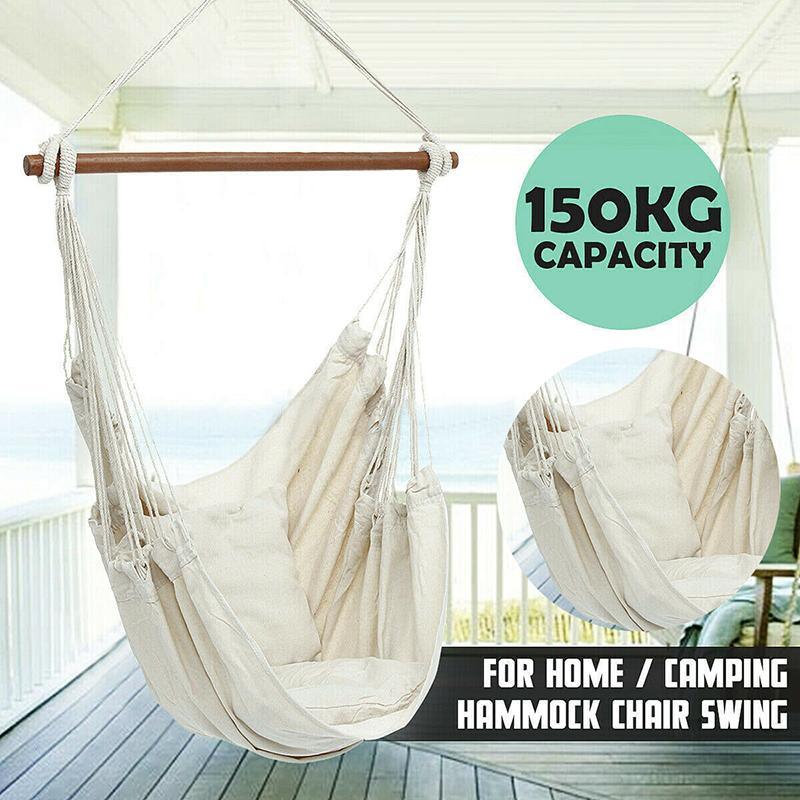 Portable Hanging Hammock Chair Swing Garden Outdoor Camping Soft Au New