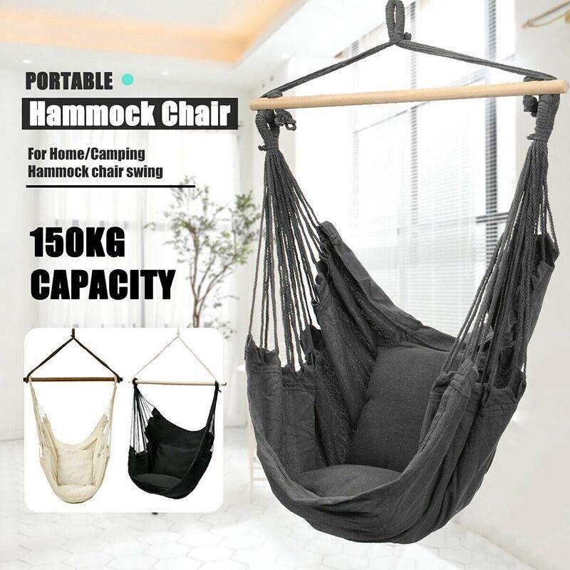 Portable Hanging Hammock Chair Swing Garden Outdoor Camping Soft Au New