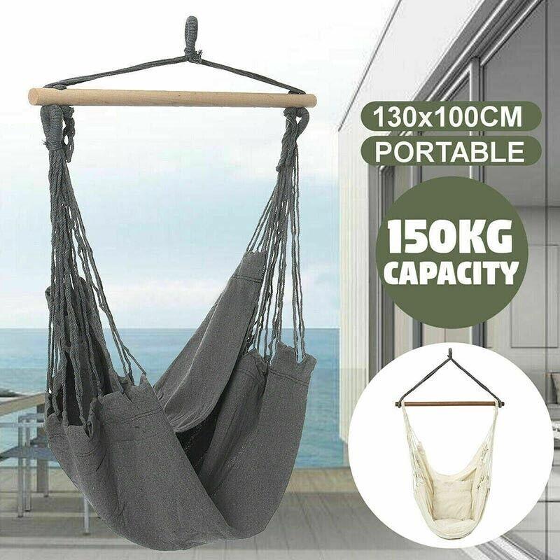 Portable Hanging Hammock Chair Swing Garden Outdoor Camping Soft Au New