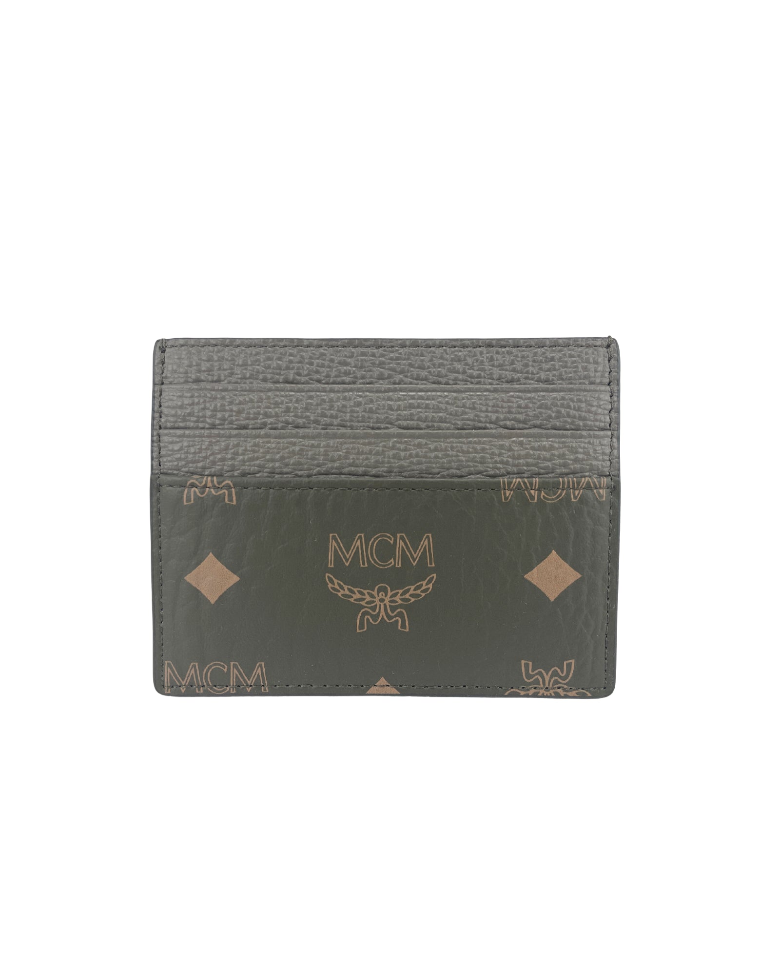 Signature Leather Money Clip Card Case with Monogrammed Design One Size Women