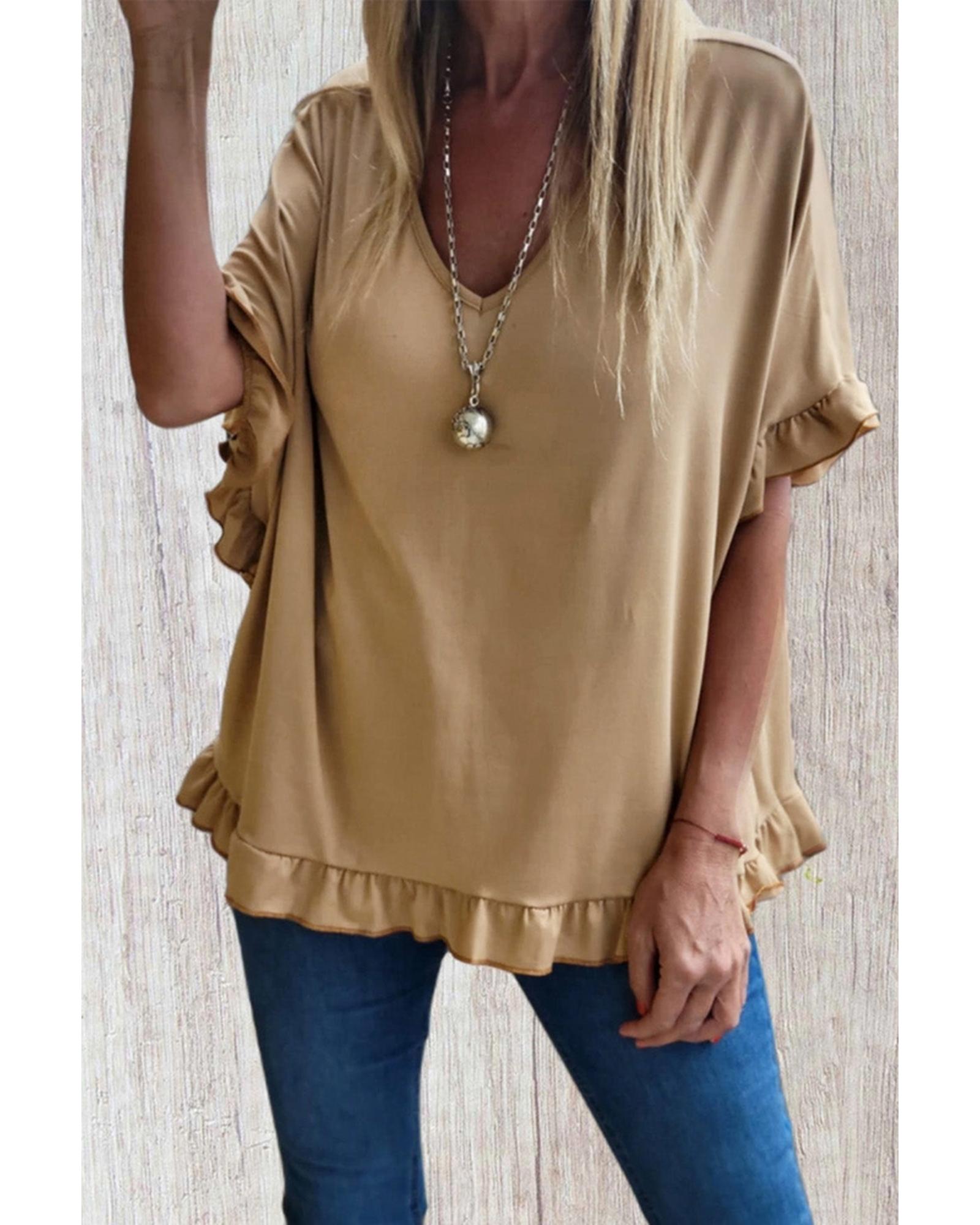 Azura Exchange Ruffle Trim Oversize Blouse - XL