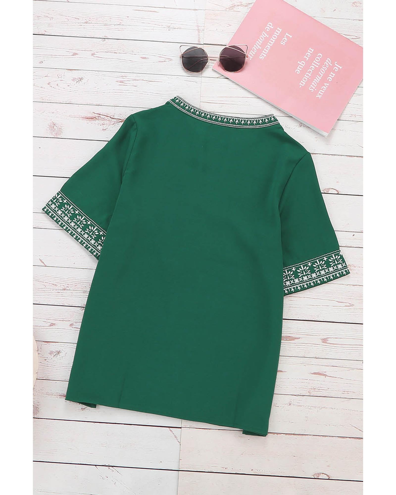 Azura Exchange V Neckline Half Sleeve Blouse - L