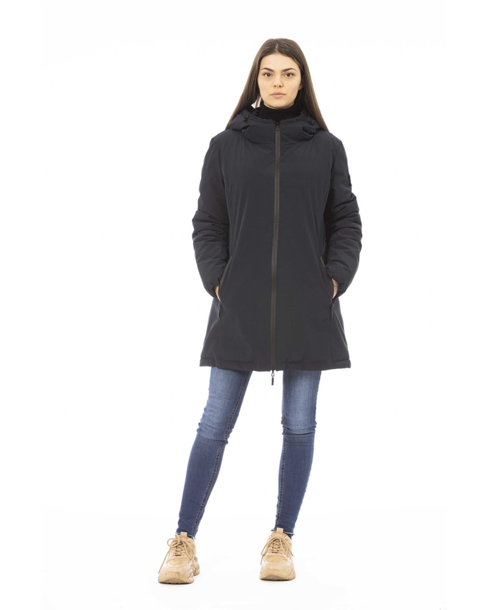 Monogrammed Long Down Jacket with Adjustable Hood XL Women