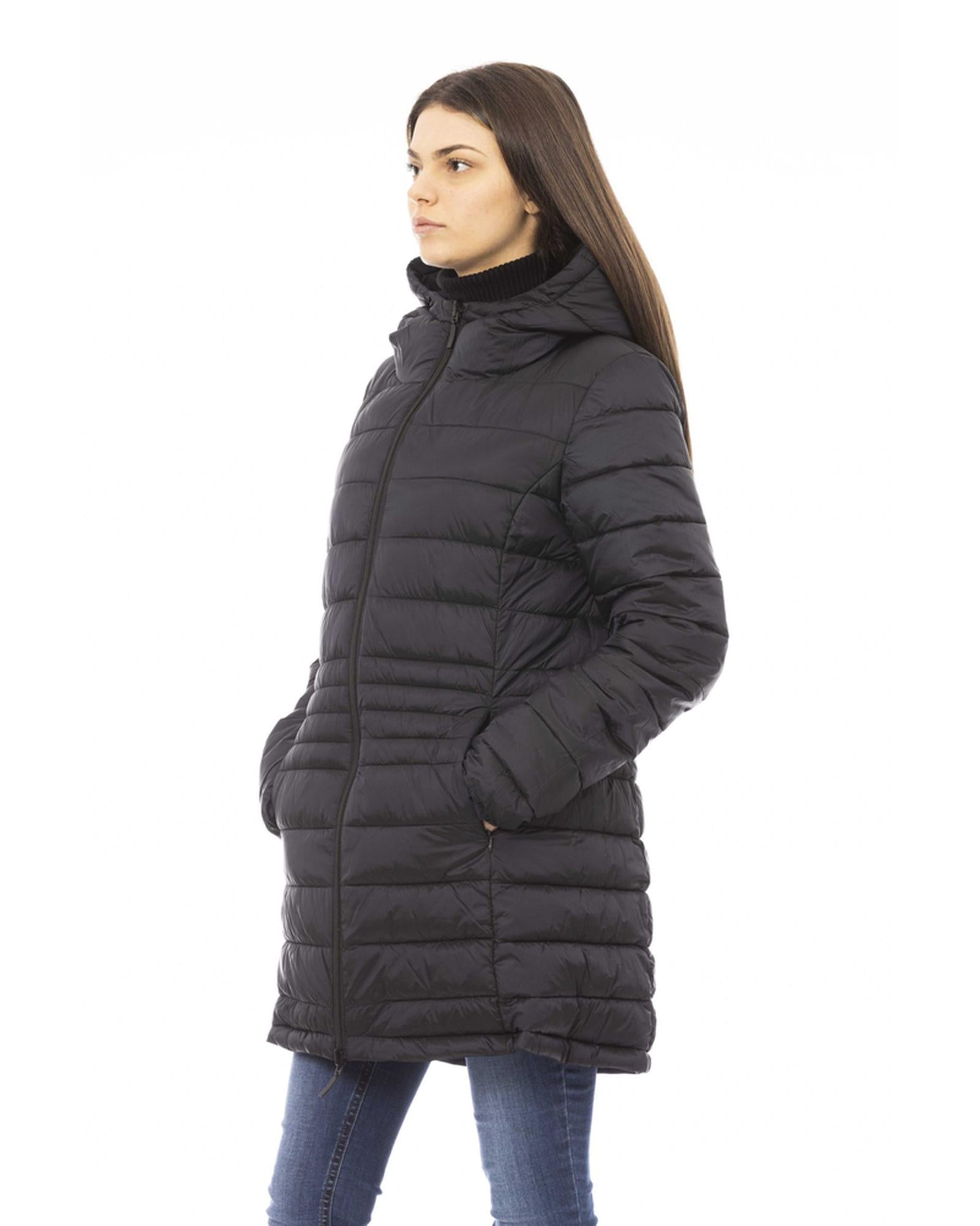 Monogrammed Long Down Jacket with Adjustable Hood XL Women